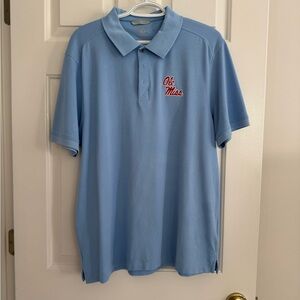 Powder Blue Polo Shirt with Embroidered Chest Emblem